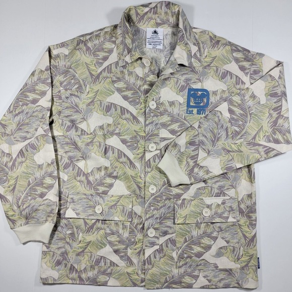 Disney World Spirit Jersey Men's Linen Blend Button Down Hawaiian Shirt LARGE - Picture 1 of 12